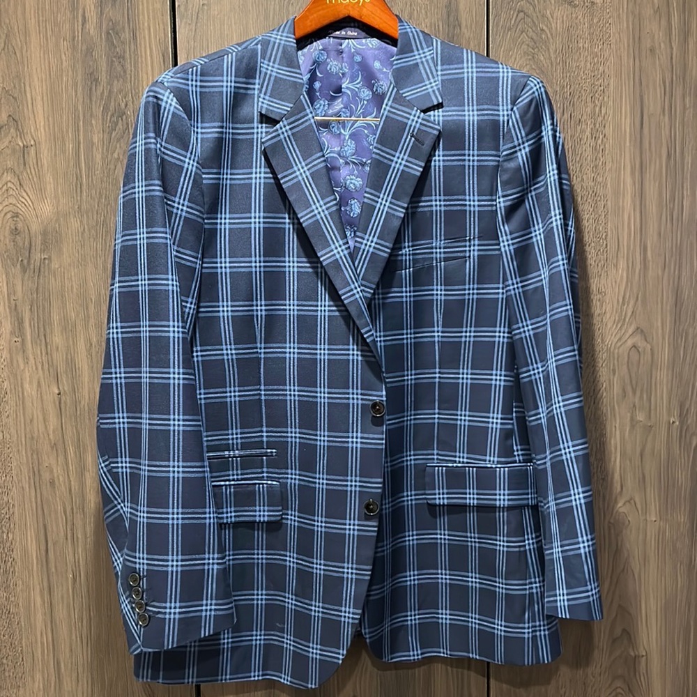 Men’s Blue Plaid Sport Coat
